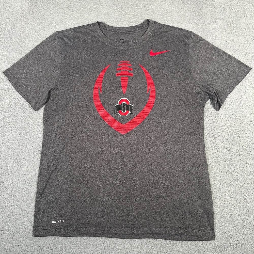 Ohio State Buckeyes Shirt Mens Large Gray Nike Dri-Fit Football Performance